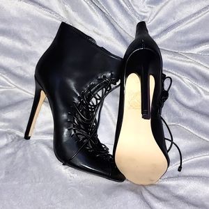ALDO Black Pleather Lace up stilettos